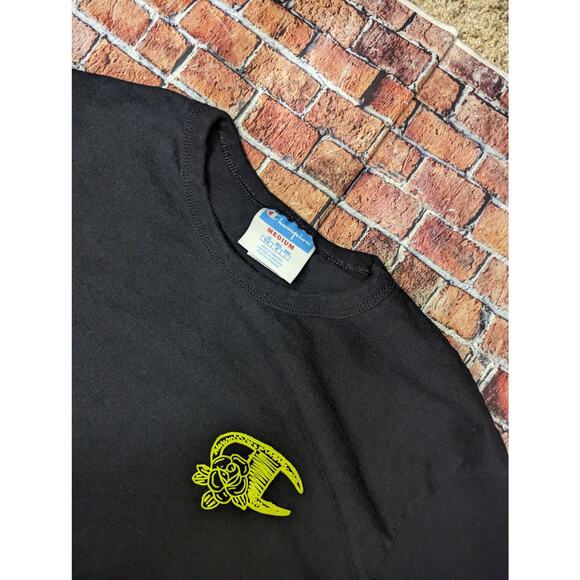 Champion Black/Yellow Script Long Sleeve Tee Size M - Picture 5 of 6